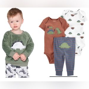4 carters pekkle dinosaur green baby infant  pants bodysuit onesie sweatshirt